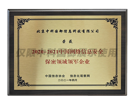 2020-2021中国网络信息安全保密邻域领军企业